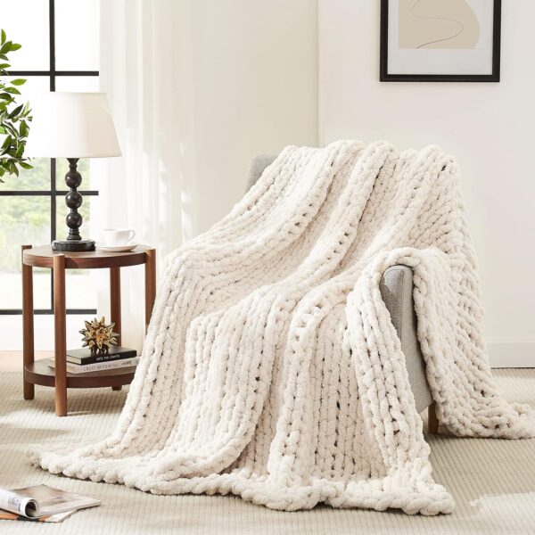 Handmade Chunky Chenille Knit Throw Blanket 50x60