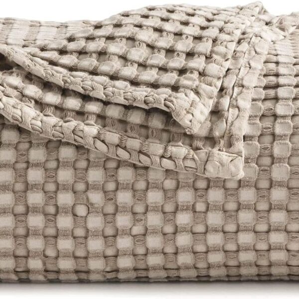 Taupe King Size Waffle Cooling Bamboo Blanket 104x90