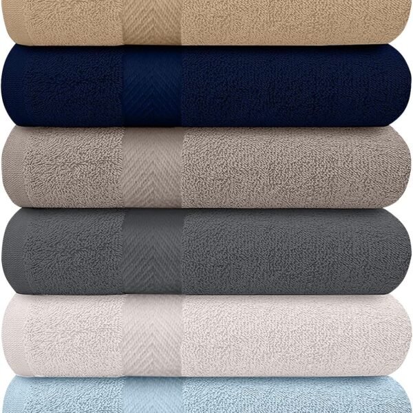 6-Pack Multi Cotton Lightweight Bath Towels 27x54
