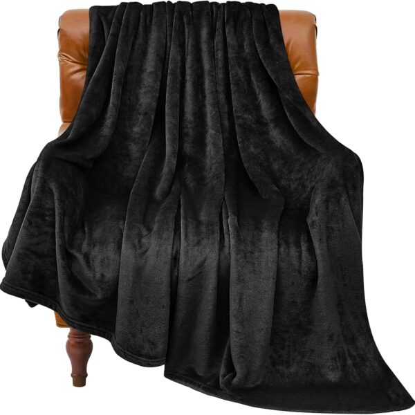 Black Plush Fuzzy Fleece Throw Blanket 50x60