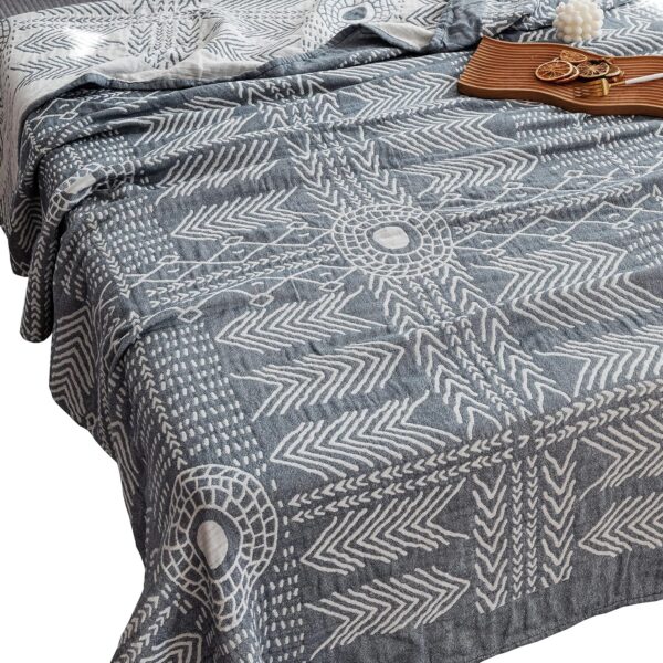 Boho 3-Layer Cotton Muslin Summer Throw Blanket 60x80